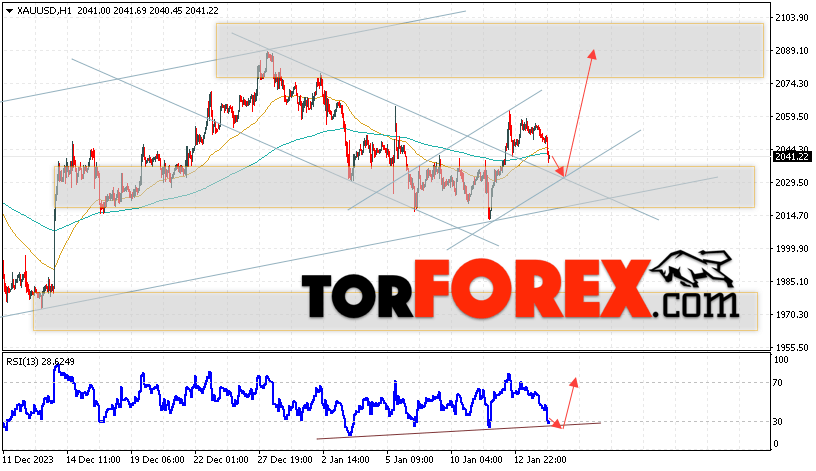 XAU/USD прогноз цен на Золото на 17 января 2024