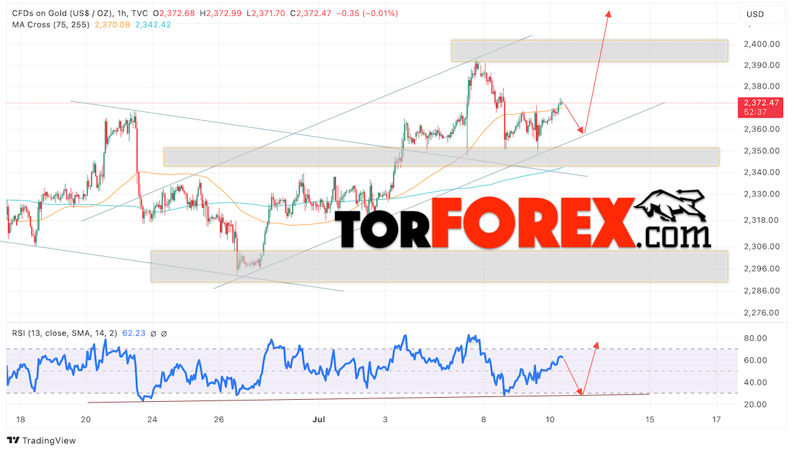 Цена Золота прогноз XAU/USD на 11 июля 2024