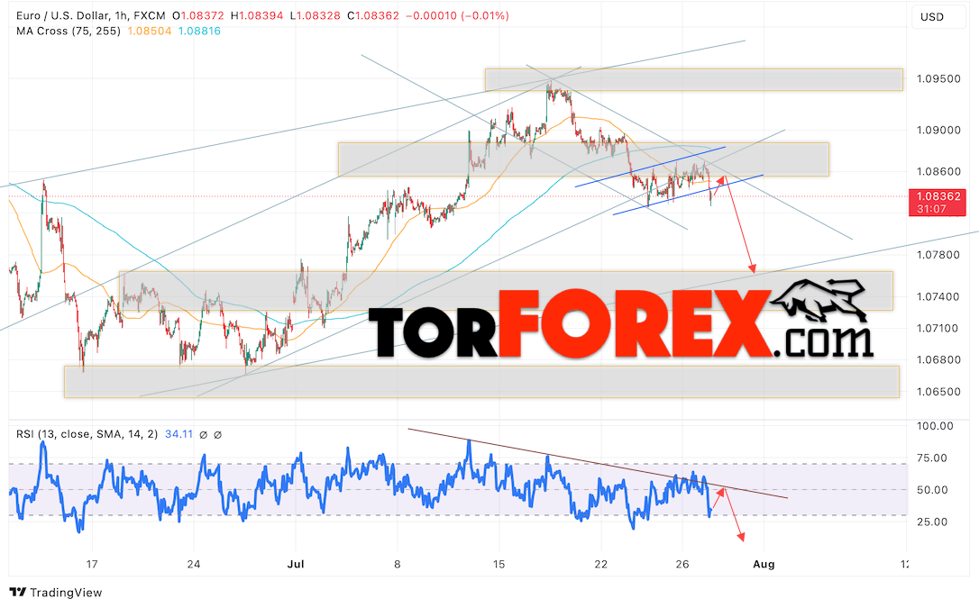 Прогноз Евро Доллар EUR/USD на 30 июля 2024