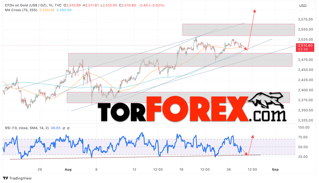 Цена Золота прогноз XAU/USD на 28 августа 2024