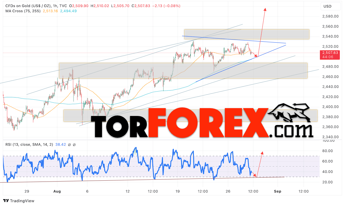 Цена Золота прогноз XAU/USD на 29 августа 2024