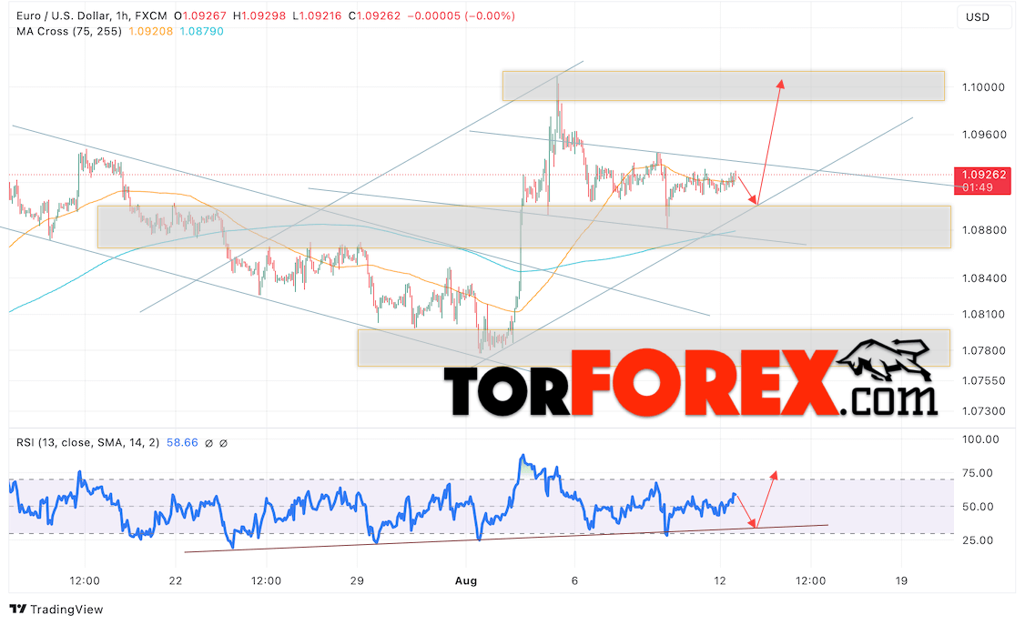 Прогноз Евро Доллар EUR/USD на 13 августа 2024