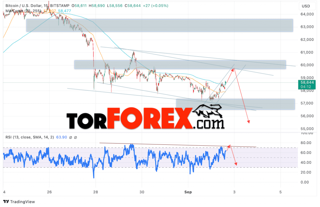 BTC/USD прогноз курса Биткоина на 3 сентября 2024