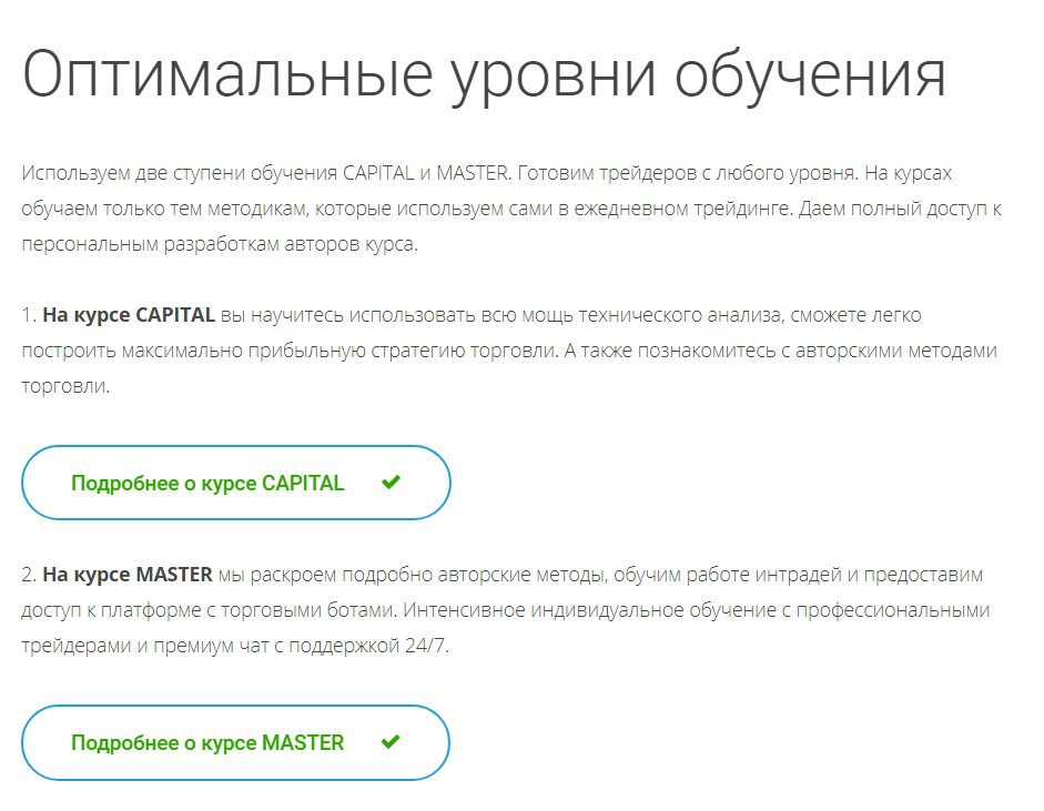 Уровни обучения в академии CryptoMaximum 