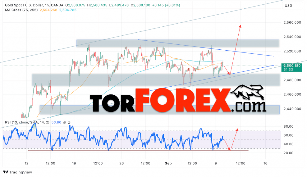 Цена Золота прогноз XAU/USD на 10 сентября 2024