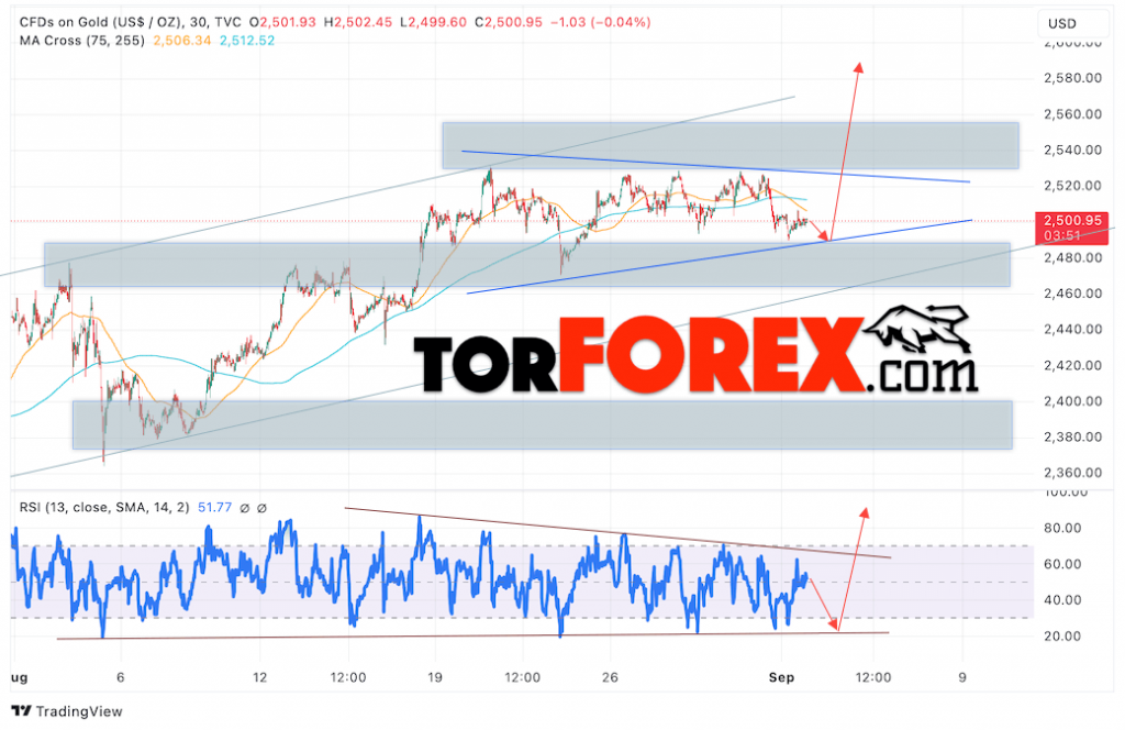 Цена Золота прогноз XAU/USD на 3 сентября 2024