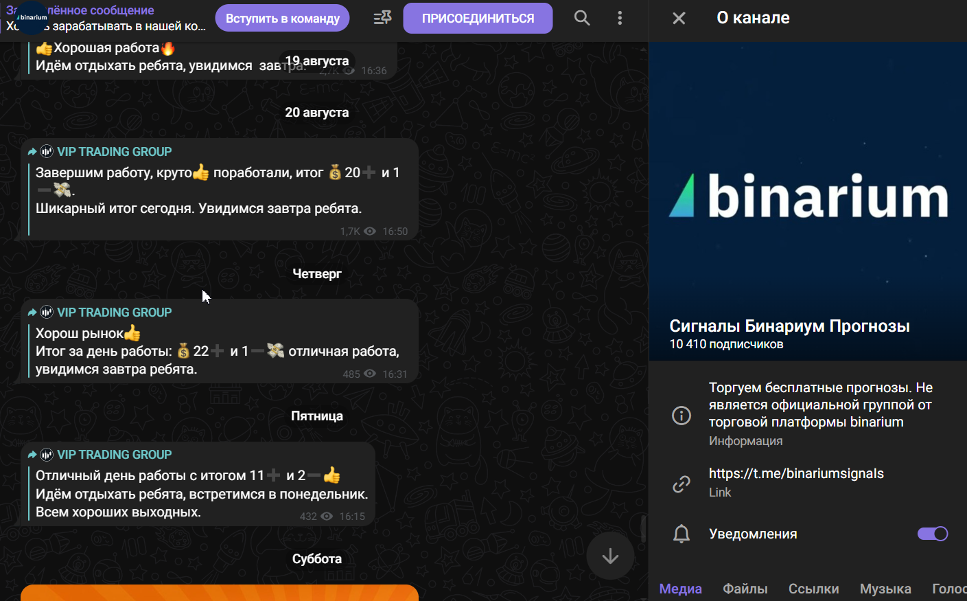 сигналы бинариум прогнозы телеграмм