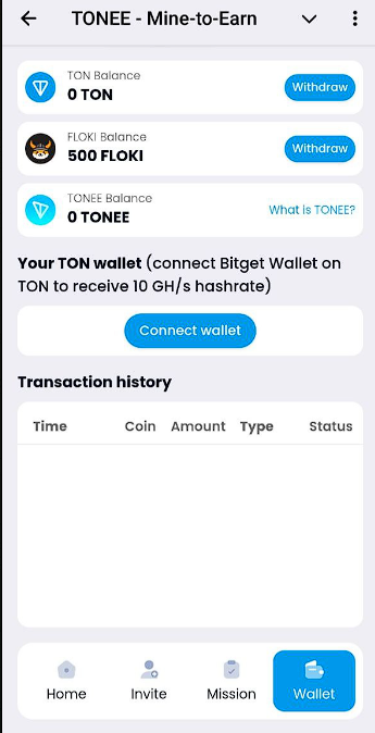 tonee mine to earn как вывести деньги