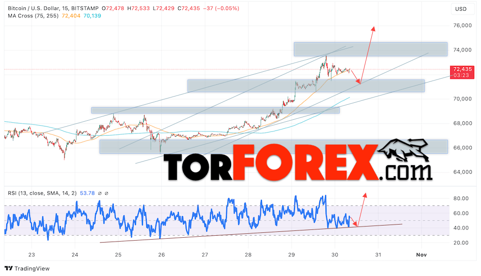 BTC/USD прогноз курса Биткоина на 31 октября 2024