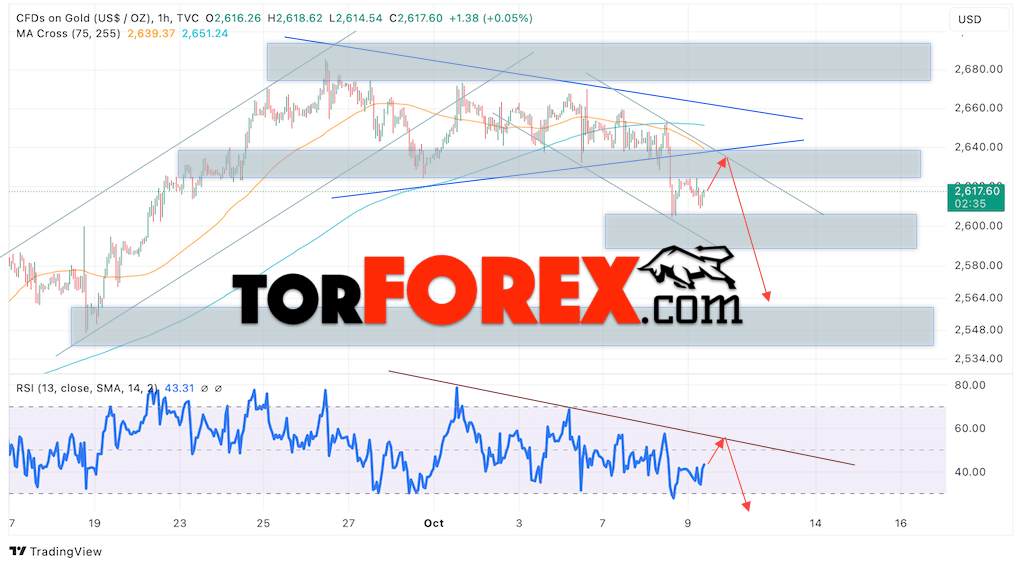 Цена Золота прогноз XAU/USD на 10 октября 2024