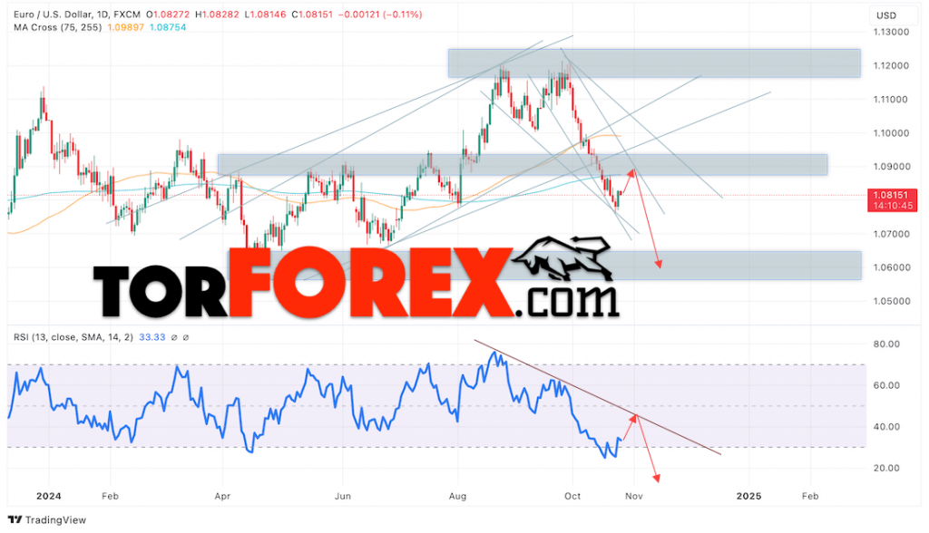 EUR/USD прогноз на неделю 28 октября — 1 ноября 2024