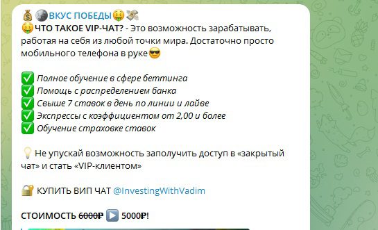 Платные услуги Investingwithvadim ВИП канал