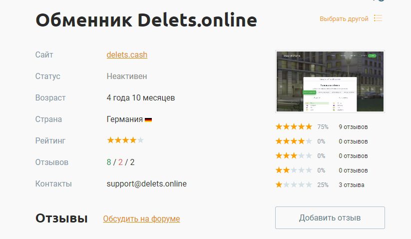 Проверка криптообменника Delets Online