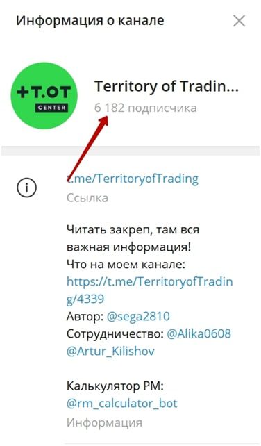 Информация о канале Territory of trading