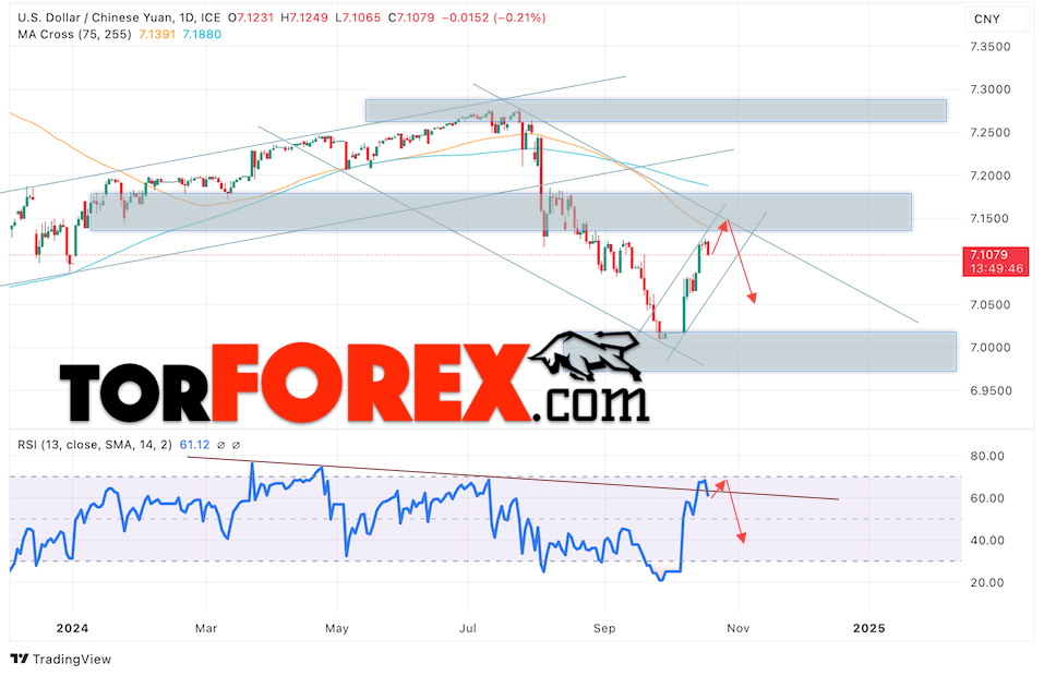 Китайский Юань прогноз на 21 — 25 октября 2024
