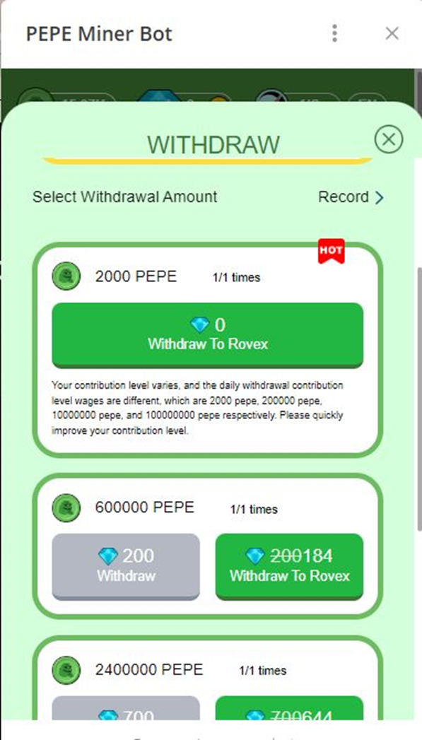 pepe miner bot телеграмм