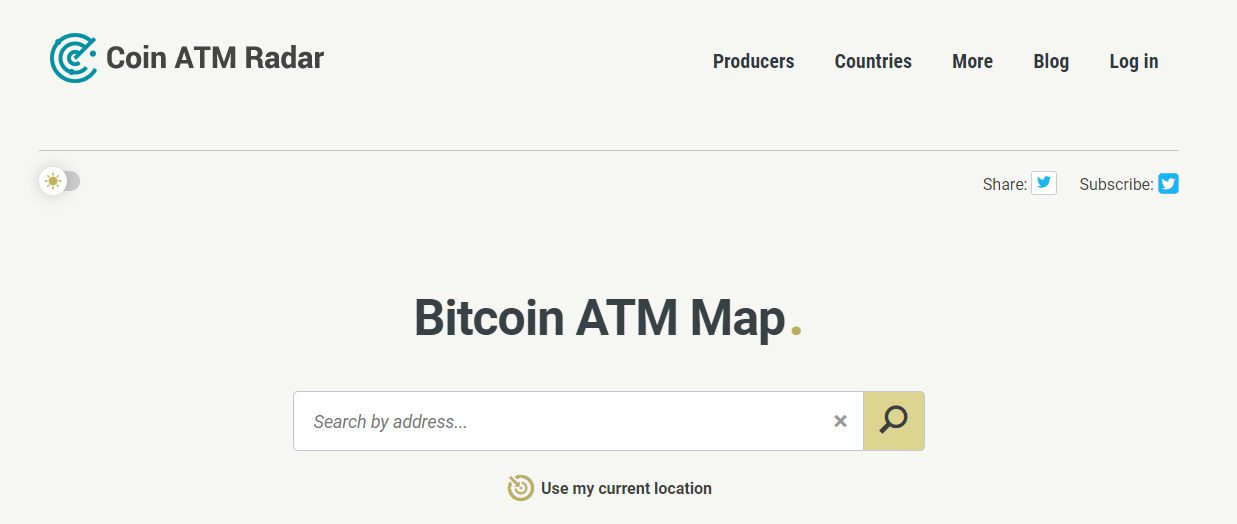 Сайт проекта Coin Atm Radar