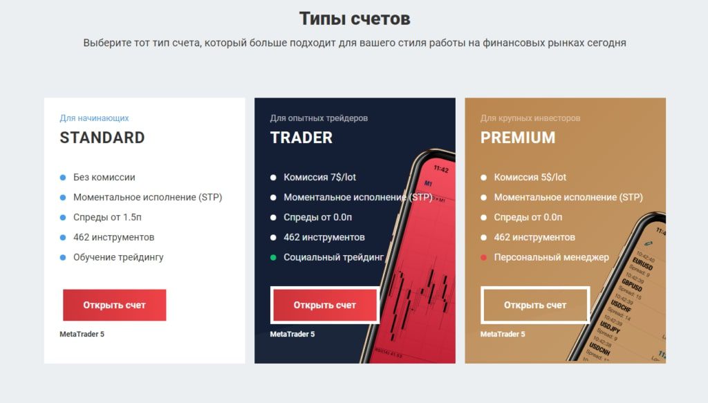 Типы счетов Vizavi