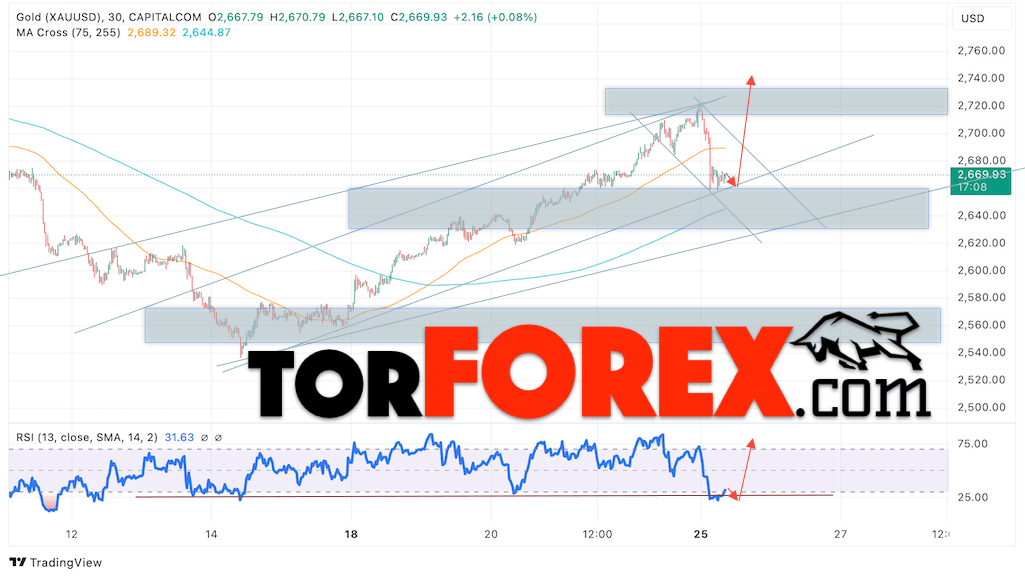 Цена Золота прогноз XAU/USD на 26 ноября 2024