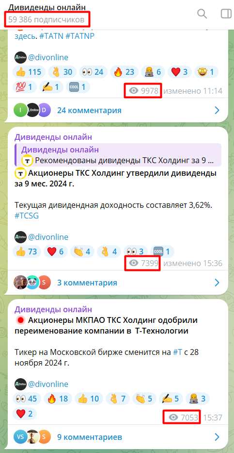 Дивиденды Онлайн телеграмм