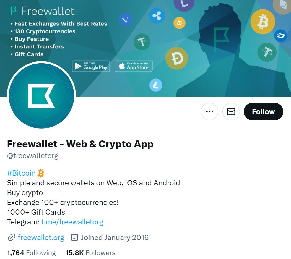 Соцсети проекта FreeWallet