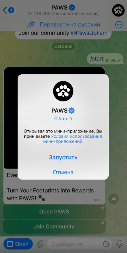 paws телеграмм