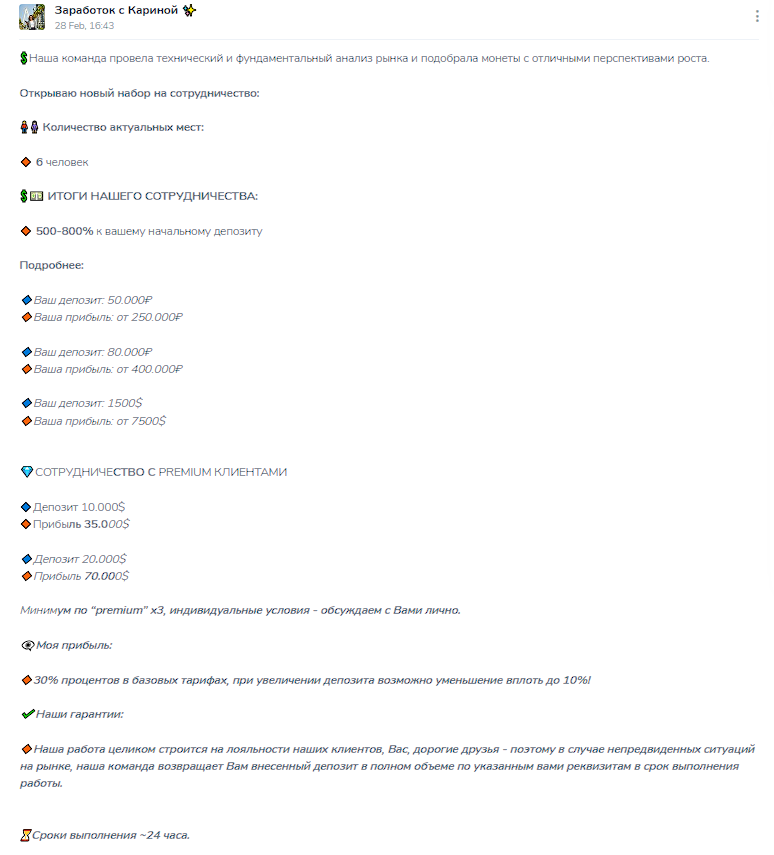 заработок с кариной отзывы