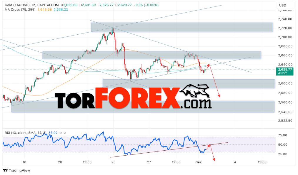 Цена Золота прогноз XAU/USD на 3 декабря 2024