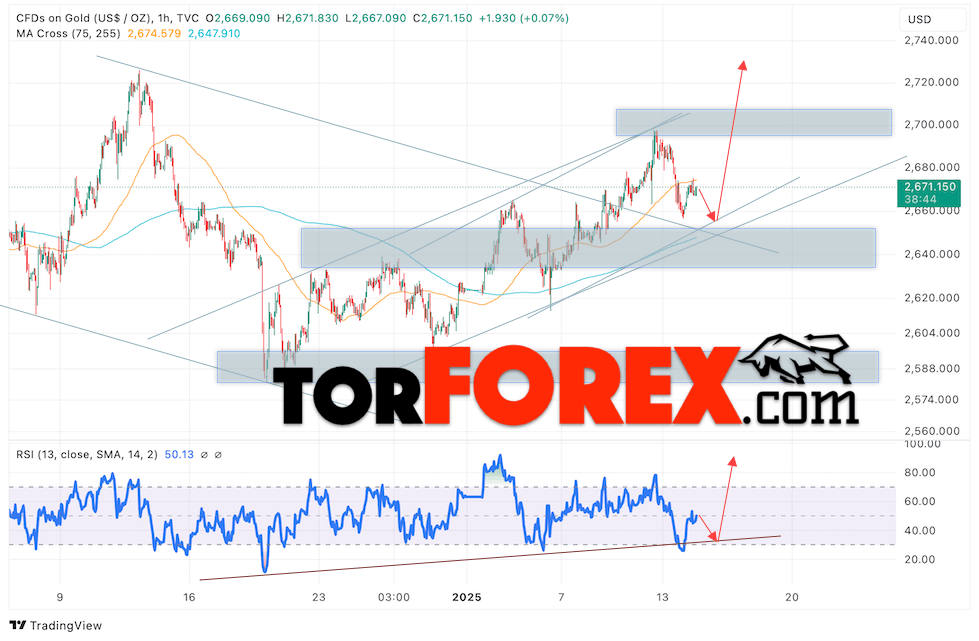 Цена Золота прогноз XAU/USD на 15 января 2025