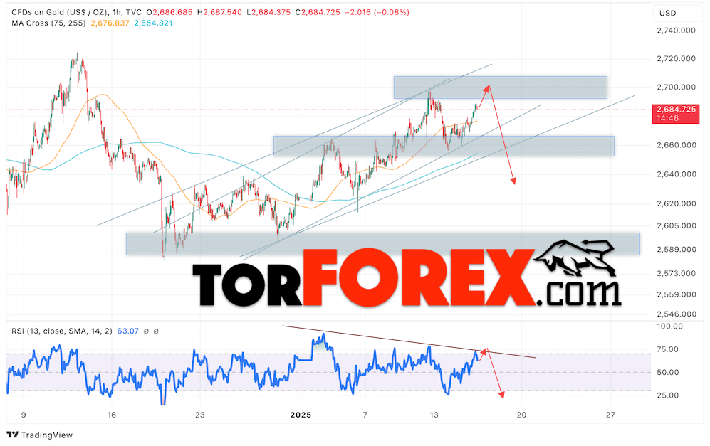 Цена Золота прогноз XAU/USD на 16 января 2025