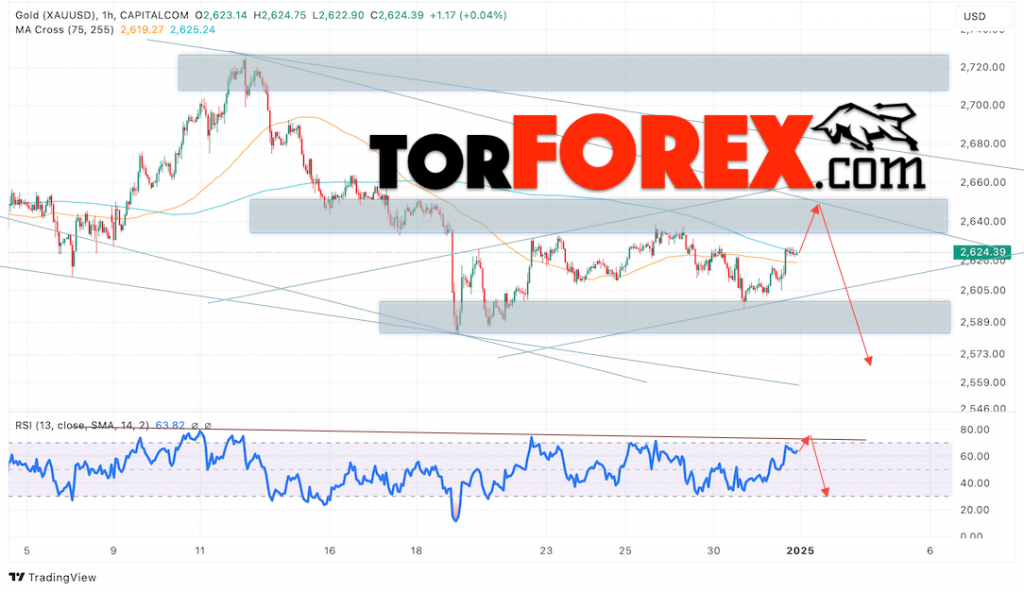 Цена Золота прогноз XAU/USD на 2 января 2025