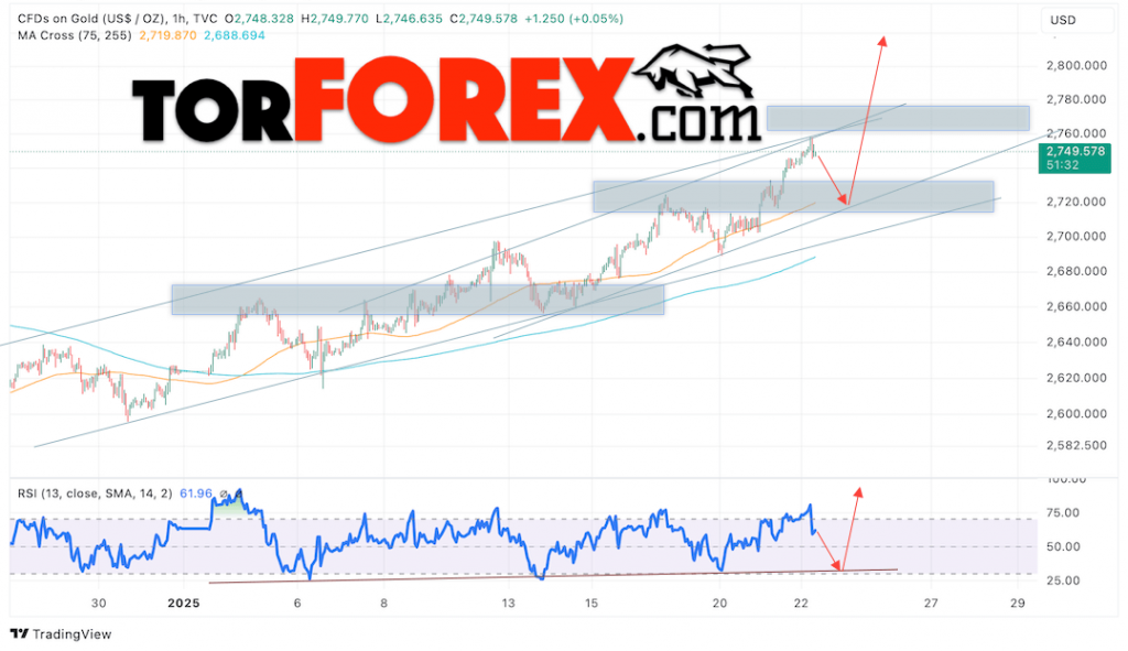 Цена Золота прогноз XAU/USD на 23 января 2025