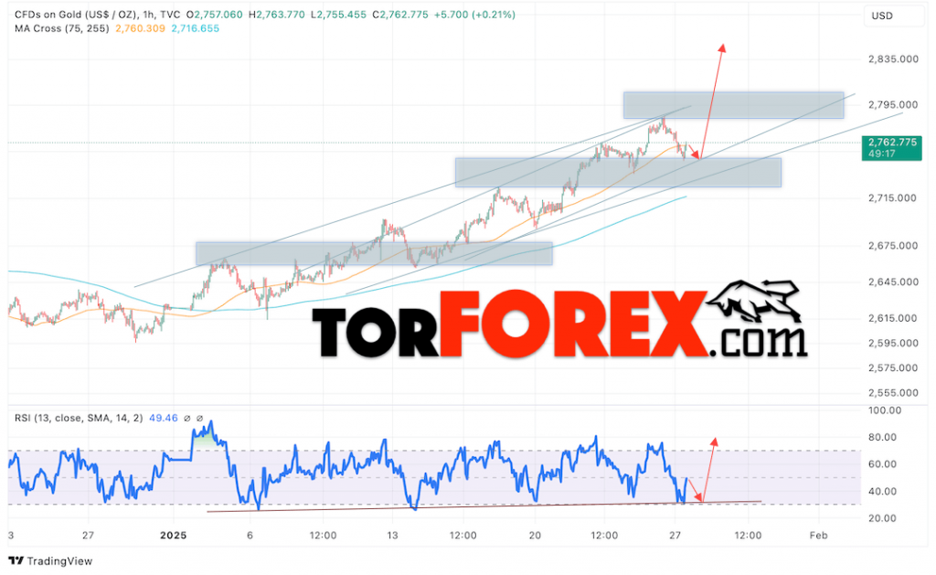 Цена Золота прогноз XAU/USD на 28 января 2025