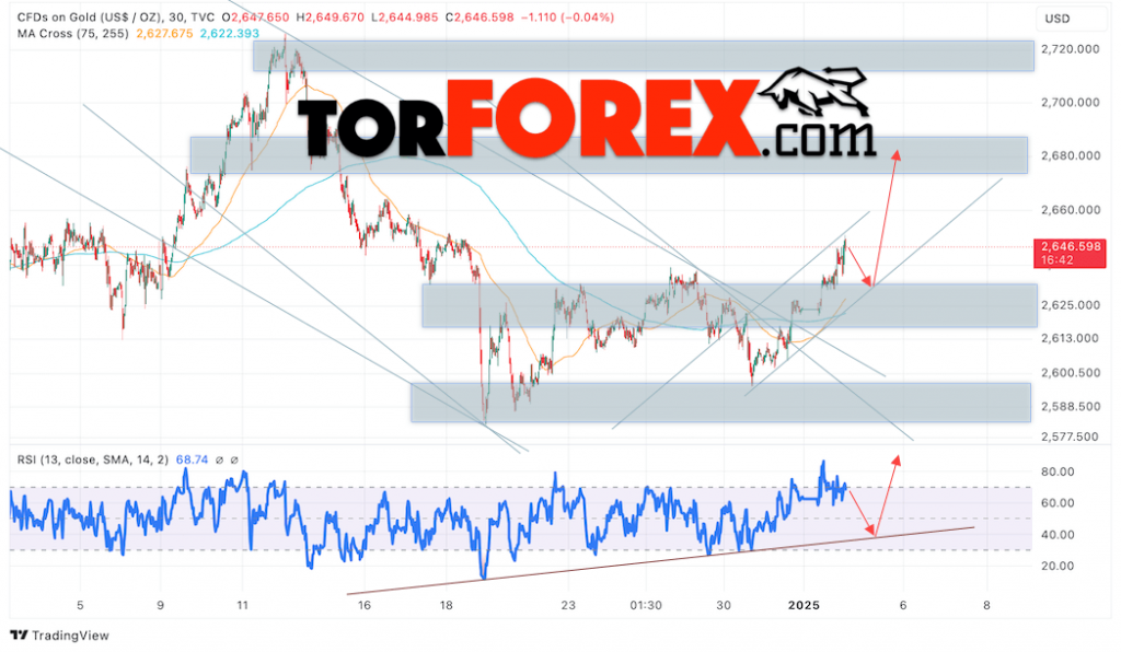 Цена Золота прогноз XAU/USD на 3 января 2025