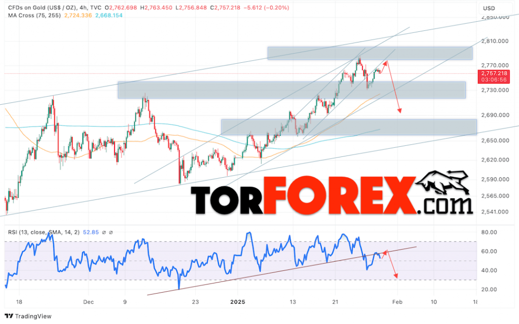 Цена Золота прогноз XAU/USD на 30 января 2025