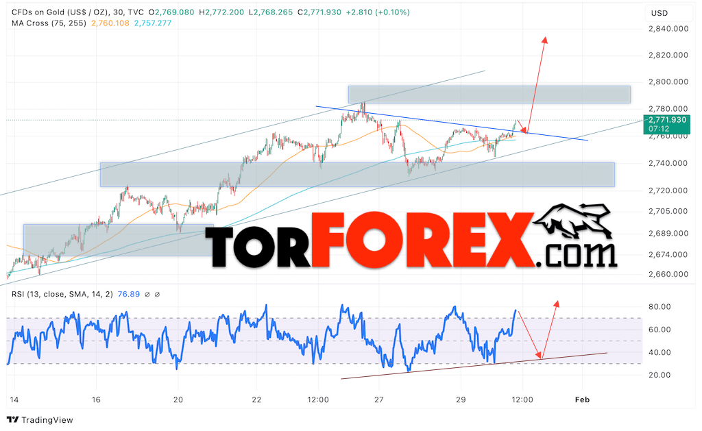 Цена Золота прогноз XAU/USD на 31 января 2025