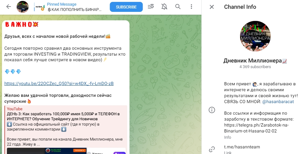 дневник миллионера телеграмм