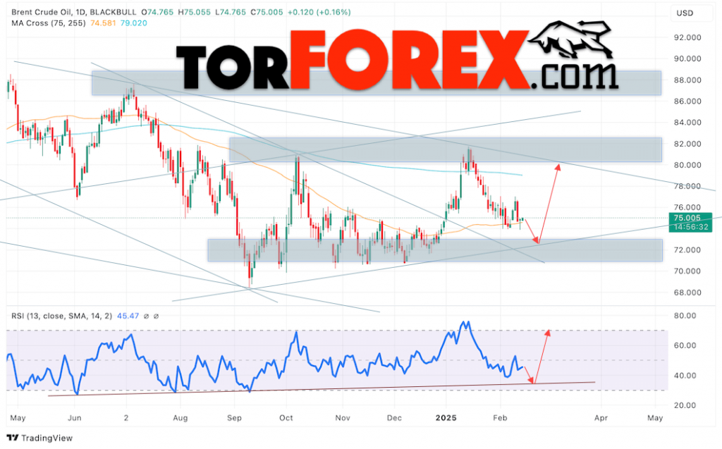 Brent прогноз нефти на 17 — 21 февраля 2025