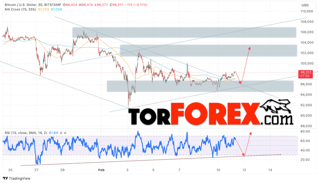 BTC/USD прогноз курса Биткоина на 12 февраля 2025