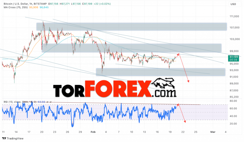 BTC/USD прогноз курса Биткоина на 21 февраля 2025