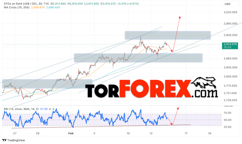 Цена Золота прогноз XAU/USD на 14 февраля 2025