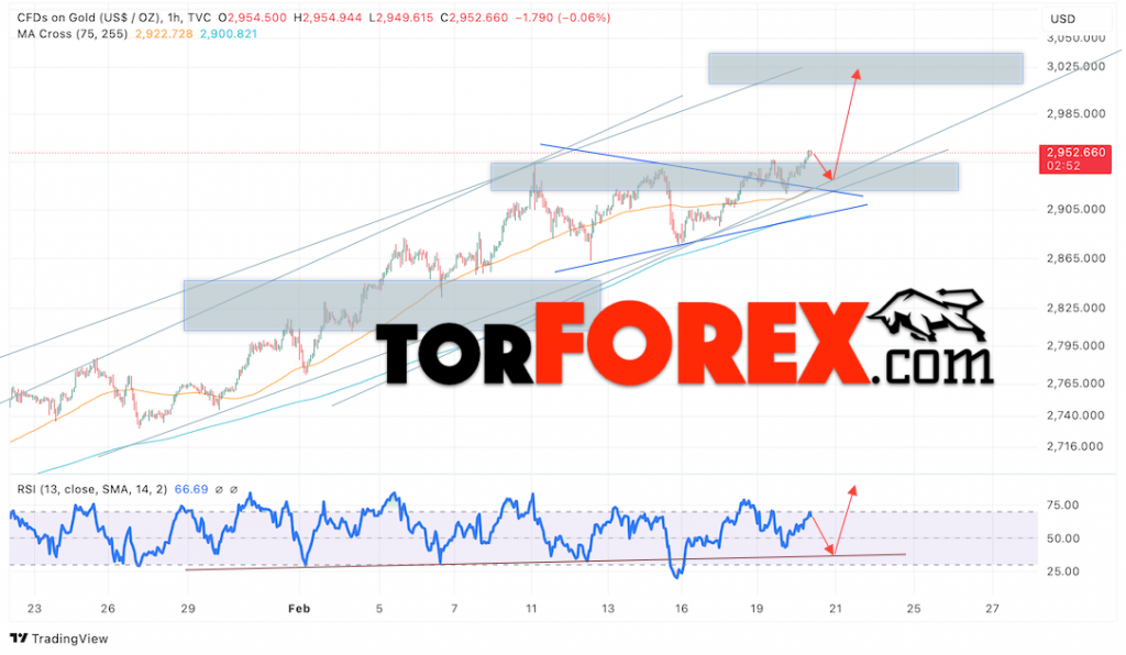 Цена Золота прогноз XAU/USD на 21 февраля 2025