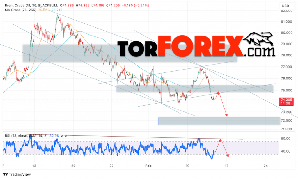 Нефть прогноз цены Brent на 14 февраля 2025