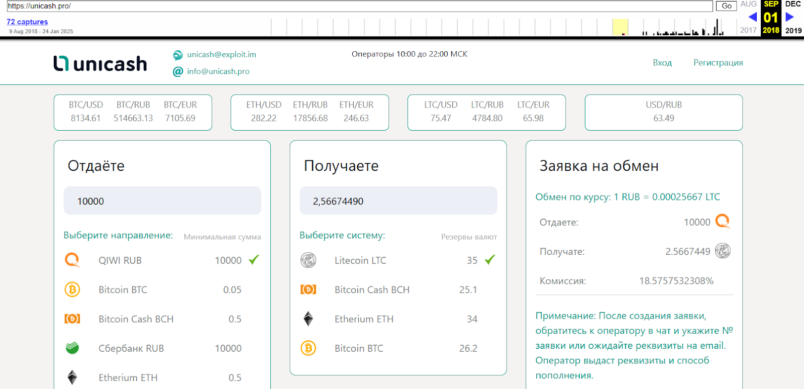 unicash обменник