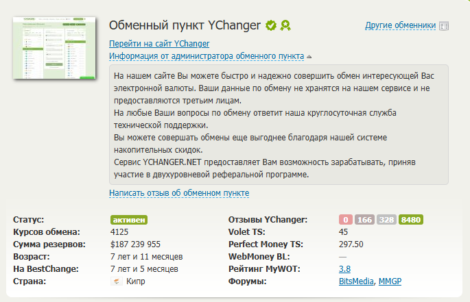 ychanger net обменник