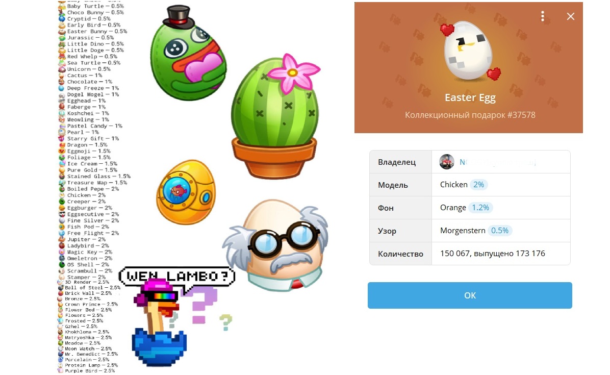 сколько стоит нфт easter egg в тг
