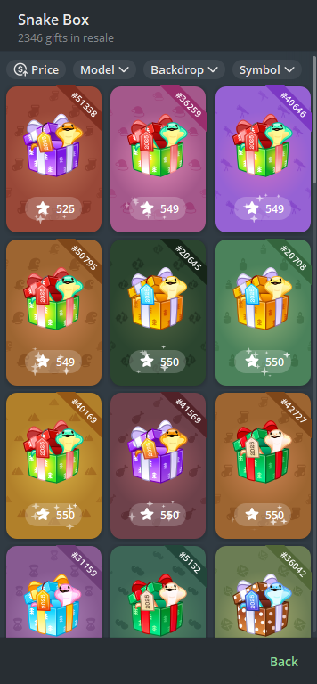snake box телеграм подарок nft