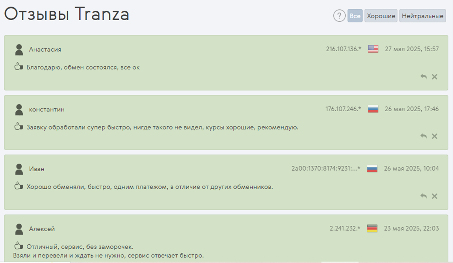tranza обменник