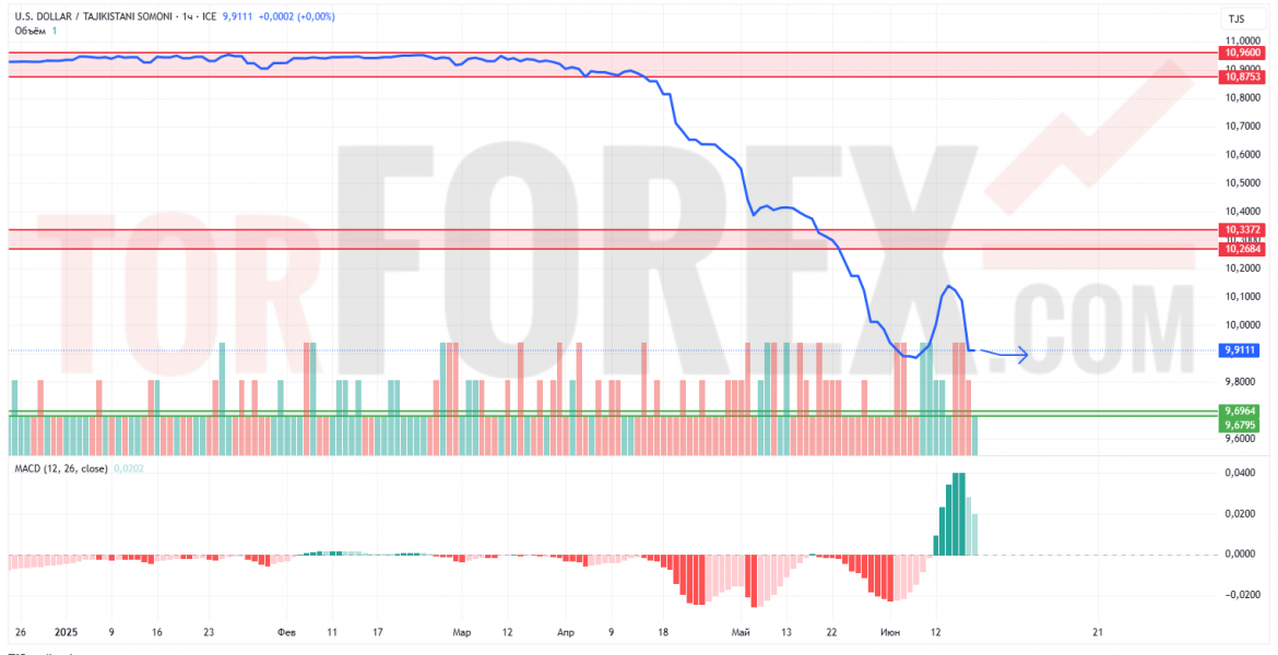 Прогноз Доллар Сомони USD/TJS на 23 июня 2025