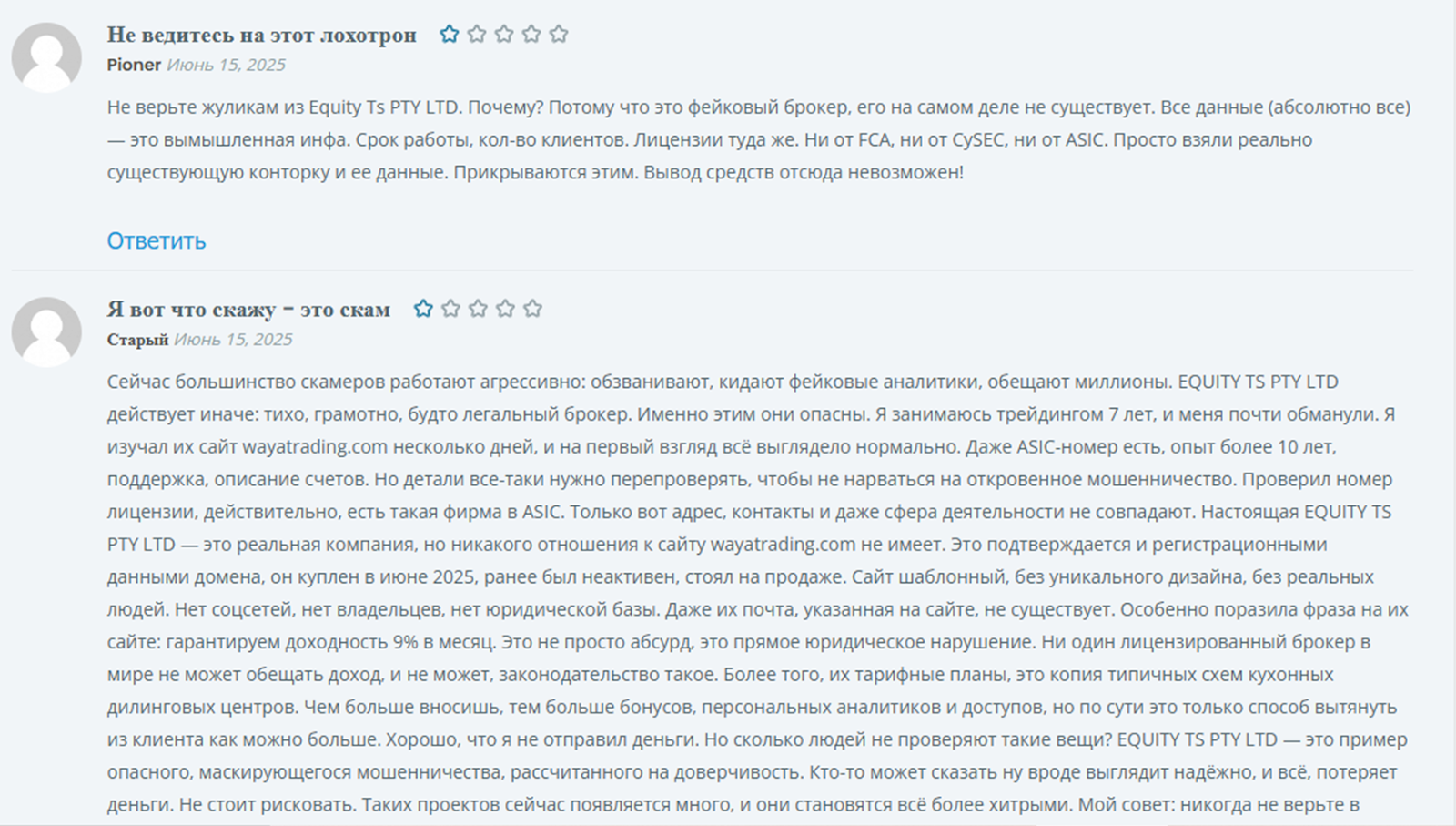 Equity ts pty ltd отзывы